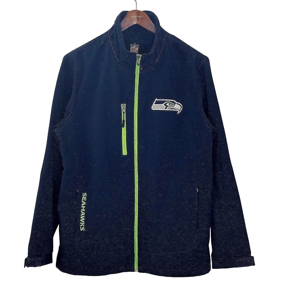 Seattle Seahawks Super Bowl Era Jacket Lg NFL G-III Fleece Lined Navy Green - Picture 2 of 8